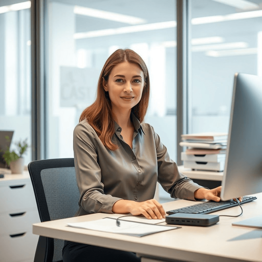 A Prompt44 client working at her desk